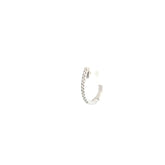 14k White Gold .05ct G SI1 Round Diamond Oval Shape Huggie Earring (one Single Earring) 1/2 inch 1.5mm